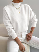 Turtleneck Sweater Womens Knit Ribbed Trim Drop Shoulder Winter