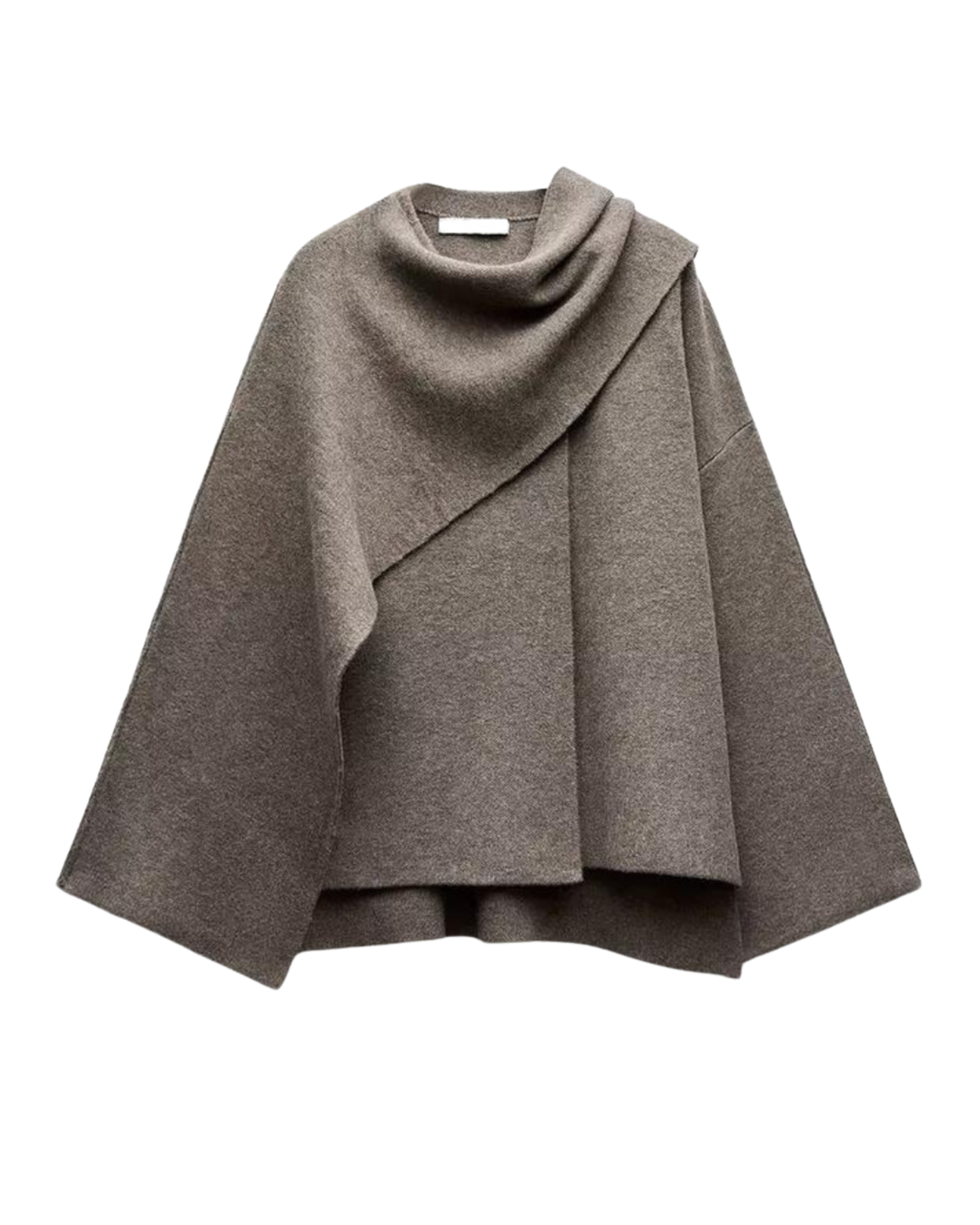 Poncho Womens Knit Cape Coat Draped Collar Asymmetric Open Sleeve