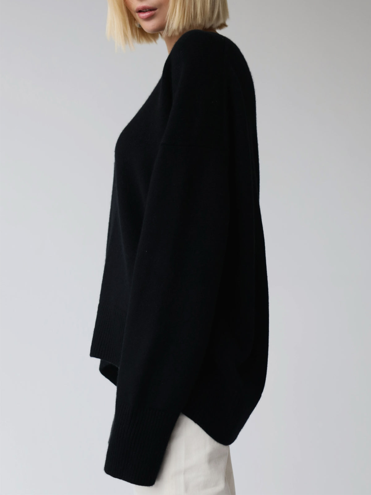 Knit Sweater Womens Crew Neck Ribbed Cuff Drop Shoulder Pullover