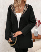 Rain Coat Womens Reversible Hooded Zip Front Animal Print Two Sided