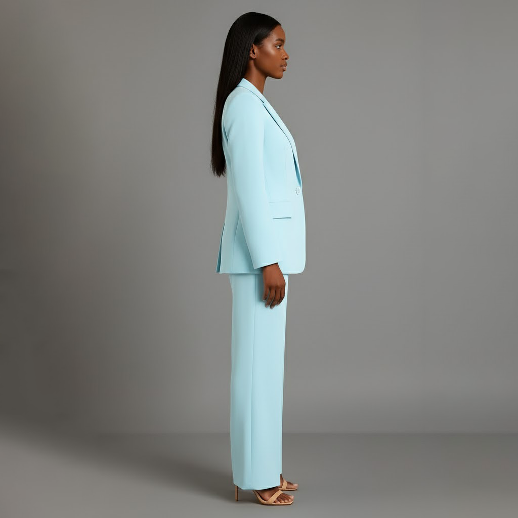 Pant Suit Womens Two Piece Set Notch Lapel Blazer Wide Leg Trouser
