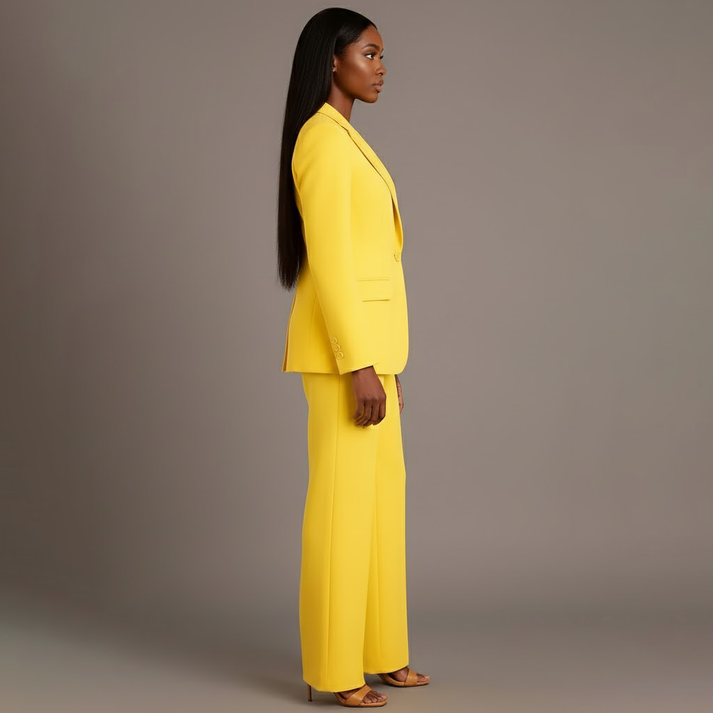 Pant Suit Womens Two Piece Set Notch Lapel Blazer Wide Leg Trouser