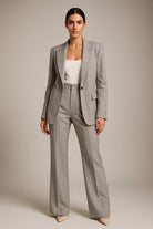 Pant Suit Womens Blazer Set Notch Lapel Straight Leg Two Piece Work