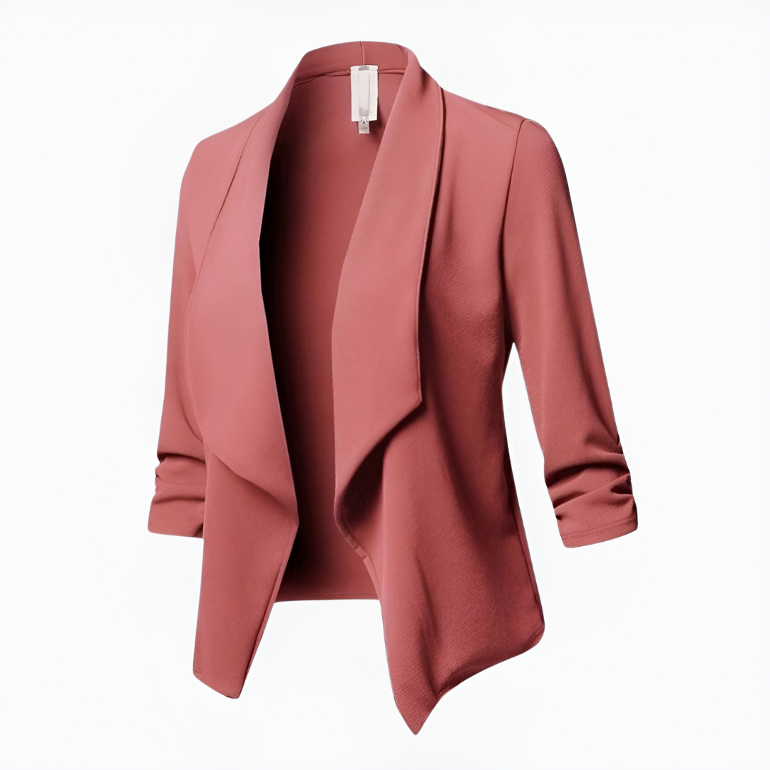 Blazer Womens Open Front Shawl Collar Draped Woven Layering