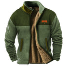Sherpa Jacket Mens Fleece Aztec Pattern Knit Sleeve Zip Front Lined