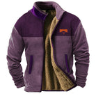 Sherpa Jacket Mens Fleece Aztec Pattern Knit Sleeve Zip Front Lined
