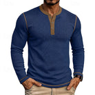 Henley Shirt Mens Ribbed Texture Long Sleeve Placket Soft Jersey
