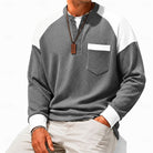 Henley Shirt Mens Colour Block Long Sleeve Button Placket Contrast