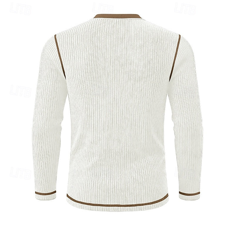 Henley Shirt Mens Ribbed Texture Long Sleeve Placket Soft Jersey