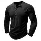 Henley Shirt Mens Long Sleeve Button Placket Cotton Classic Fit
