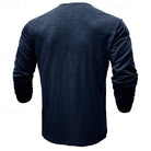 Henley Shirt Mens Long Sleeve Button Placket Cotton Classic Fit