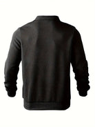 Fall Textured Geometric Polo Collar Quarter Zip Sweater for Men